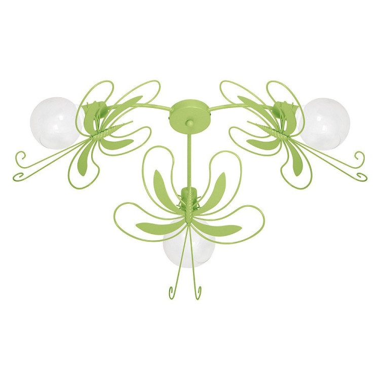 5345 Lampadario in acciaio per cameretta bambini Paz3 farfalla verde.