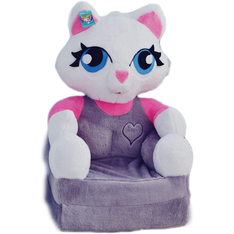 Poltrona, poltroncina apribile, divanetto per bambini in morbido peluche. Divano e giocattolo Grey Kitty