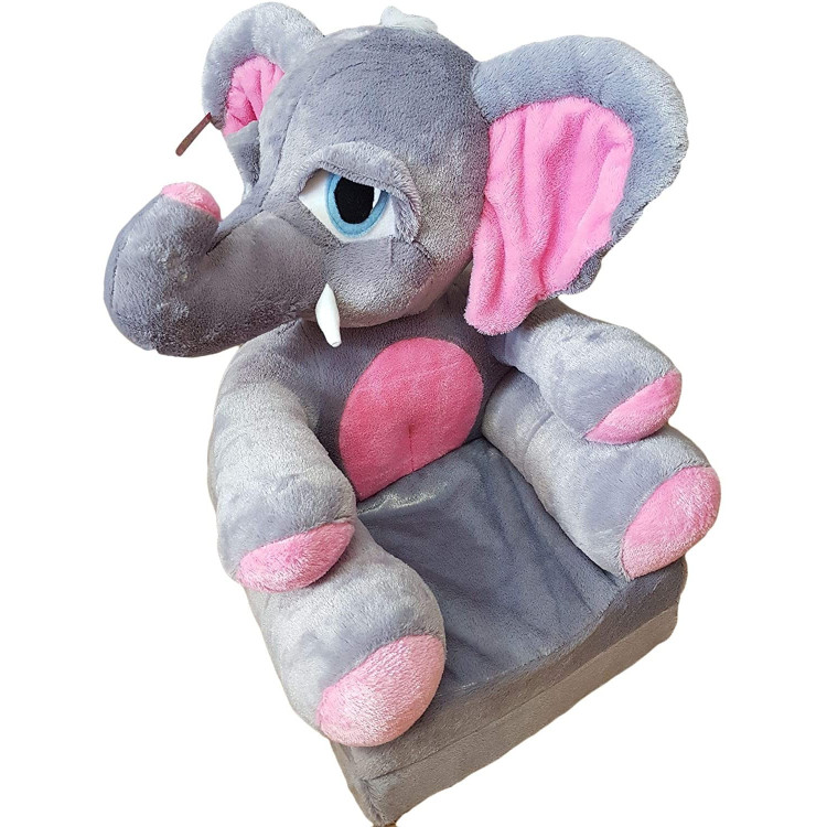 Poltrona, poltroncina apribile, divanetto per bambini in morbido peluche. Divano e giocattolo Elefante.