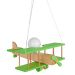 Lampadario a sospensione per cameretta bimbo , aereo in legno 45cm. 104.11.19 Colore Nero/legno naturale.