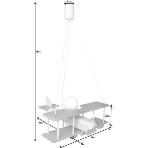 Lampadario a sospensione per cameretta bimbo , aereo in legno 45cm X 42cm. Colore verde/legno naturale.