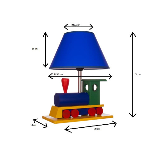 Lampada da tavolo LOCOMOTIVA in legno/colore per cameretta.