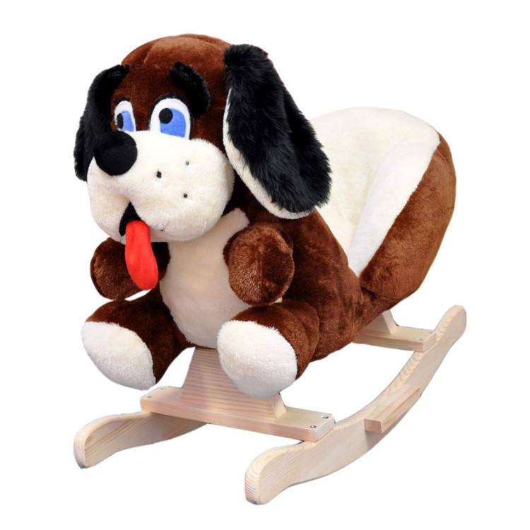 Dondolo in peluche per bambini, cavalluccio a dondolo, poltrona a dondolo. Cagnolino.
