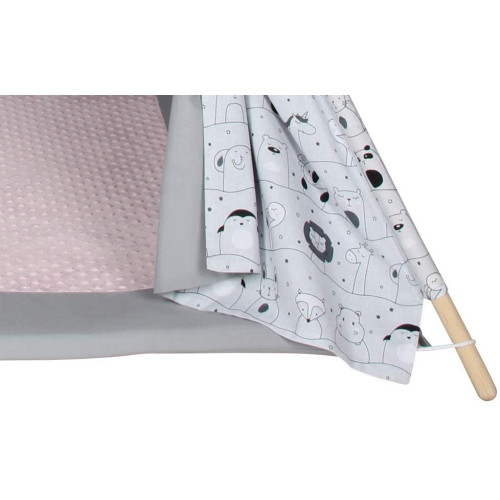 Bambi® Tenda indiana teepee in tessuto per cameretta bambini con tappetino e 3 simpatici cuscini. Tipi 3 Animali. (celeste)