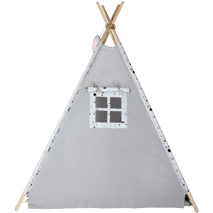 Bambi® Tenda indiana teepee in tessuto per cameretta bambini con tappetino e 3 simpatici cuscini. Tipi 3 Animali. (celeste)