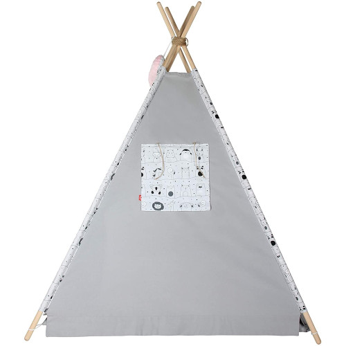Bambi® Tenda indiana teepee in tessuto per cameretta bambini con tappetino e 3 simpatici cuscini. Tipi 3 Animali. (celeste)