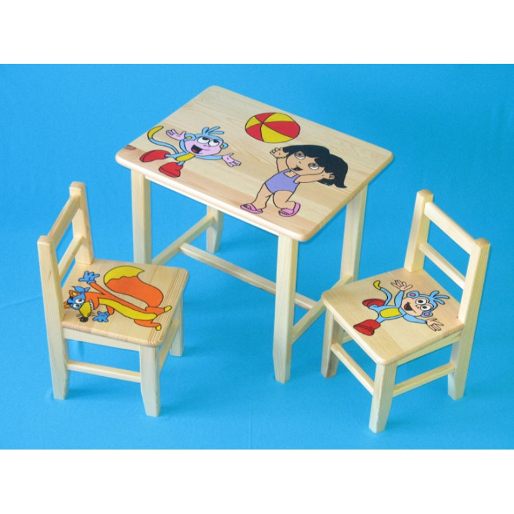 Set in legno tavolino con 2 sedie per cameretta bambini. M8-DORKA.