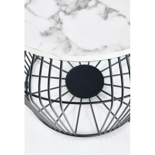 ADRIANNA- Un tavolino moderno con struttura nera e piano bianco