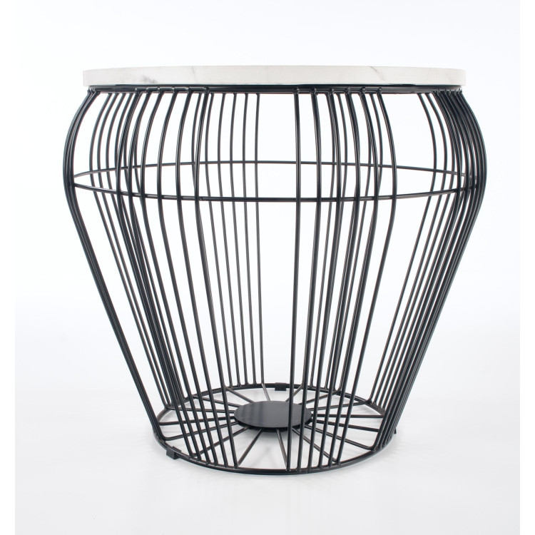 ADRIANNA- Un tavolino moderno con struttura nera e piano bianco