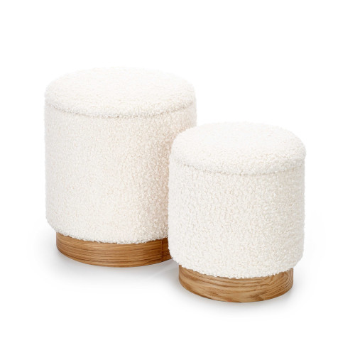 CANCUN. set di 2 pouf con contenitore,  creme / naturale.