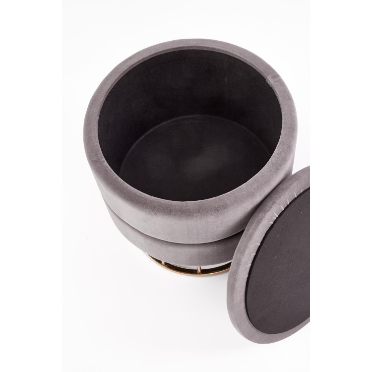 MINTY. Pouf, sgabello in stile loft con contenitore portaoggetti. Colore grigio chiaro.