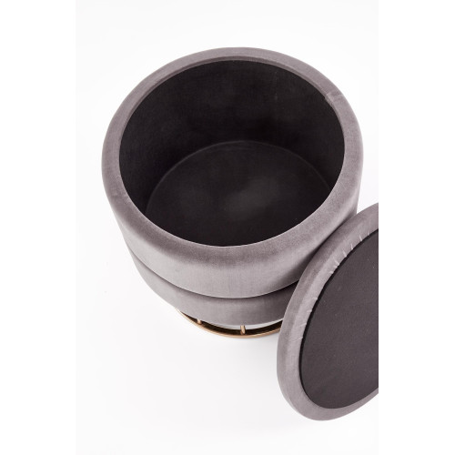 MINTY. Pouf, sgabello in stile loft con contenitore portaoggetti. Colore grigio chiaro.