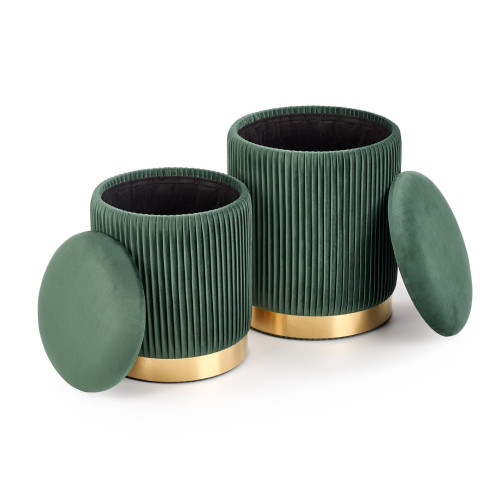 MONTY. Set di 2 pouf,  verde scuro.