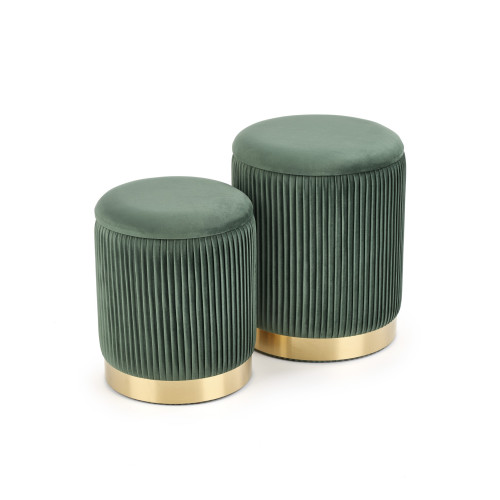 MONTY. Set di 2 pouf,  verde scuro.
