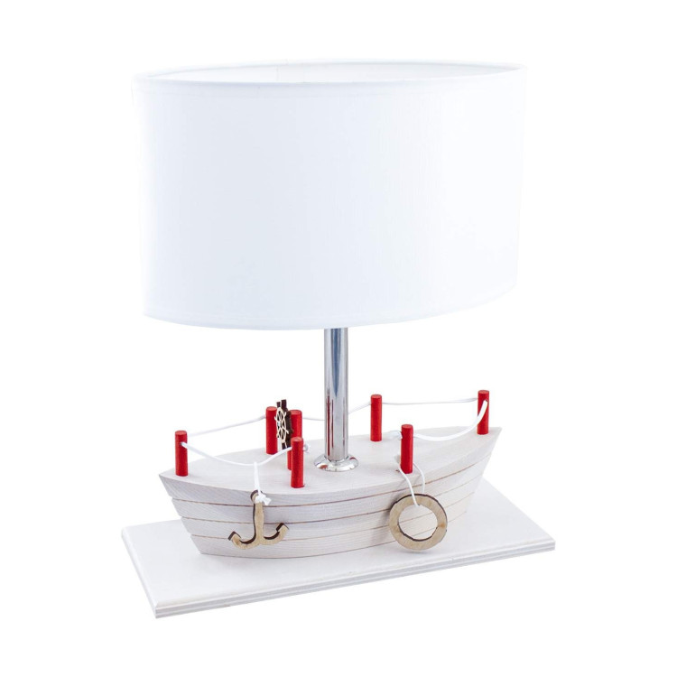 Lampada da tavolo,  per cameretta,  barca in legno, bianco