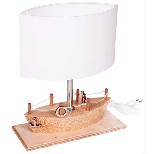Lampada da tavolo,  per cameretta,  barca in legno.
