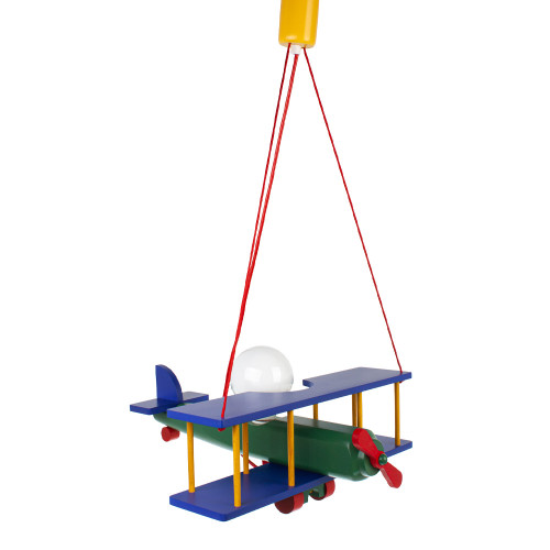 Lampadario a sospensione per cameretta bimbo , aereo in legno 45cm X 42cm.  Multicolore