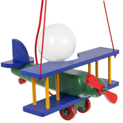 Lampadario a sospensione per cameretta bimbo, aereo in legno 32cm X 30 cm. Colore - multicolore