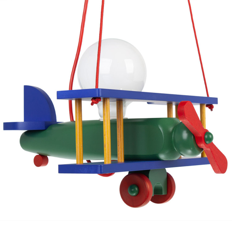 Lampadario a sospensione per cameretta bimbo, aereo in legno 32cm X 30 cm. Colore - multicolore