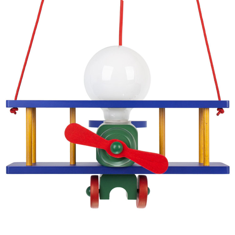 Lampadario a sospensione per cameretta bimbo, aereo in legno 32cm X 30 cm. Colore - multicolore