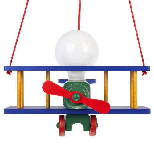 Lampadario a sospensione per cameretta bimbo, aereo in legno 32cm X 30 cm. Colore - multicolore