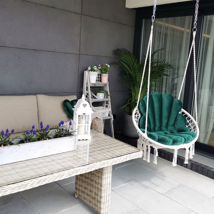 Poltrona pensile con set di cuscini in velluto...