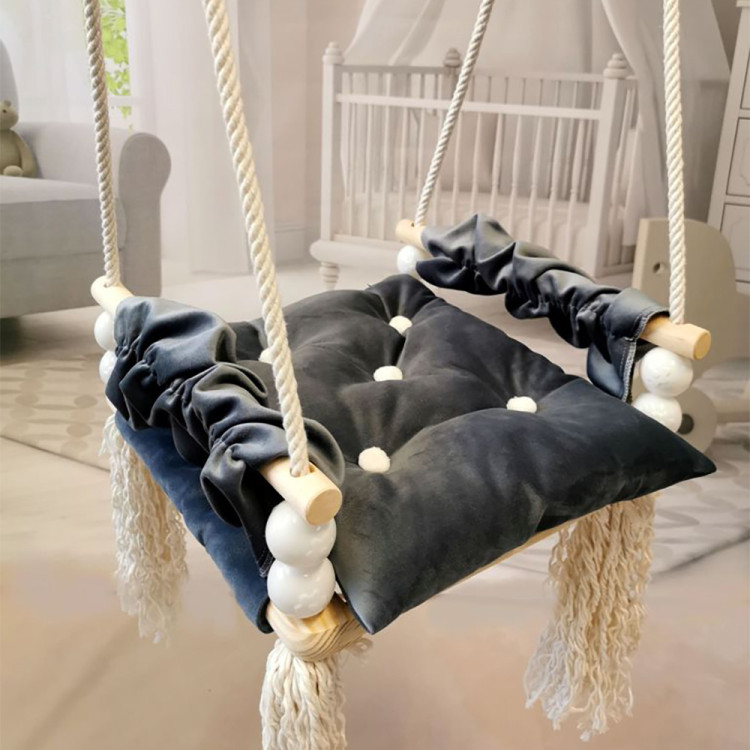 Altalena per bambini 3-7 anni con cuscino trapuntato blu