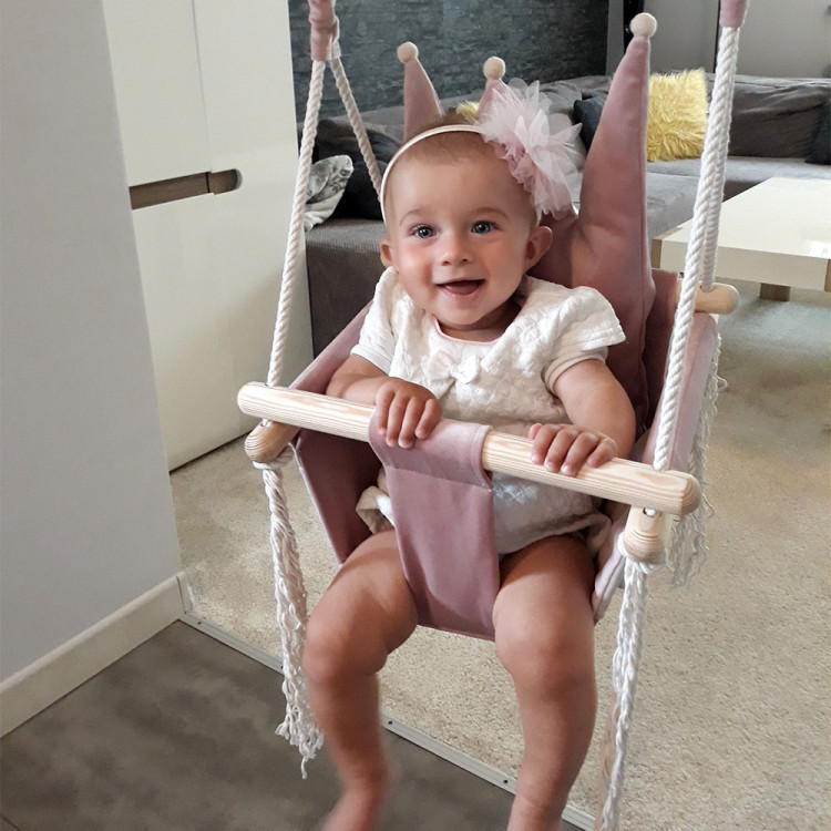 Altalena CROWN con cintura di sicurezza rosa