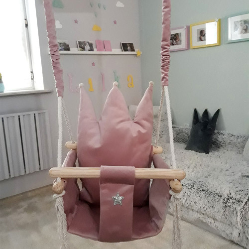 Altalena CROWN con cintura di sicurezza rosa