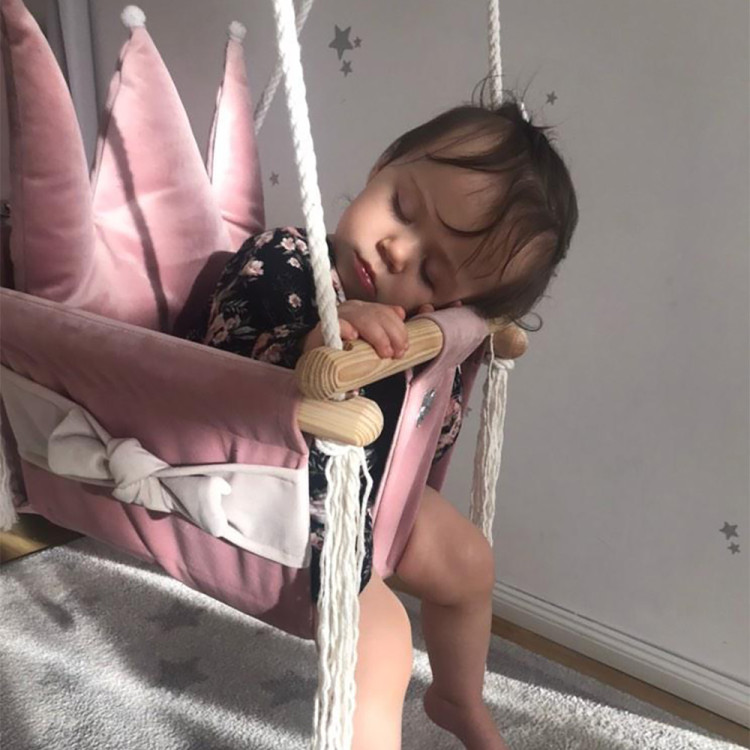 Altalena CROWN con cintura di sicurezza rosa