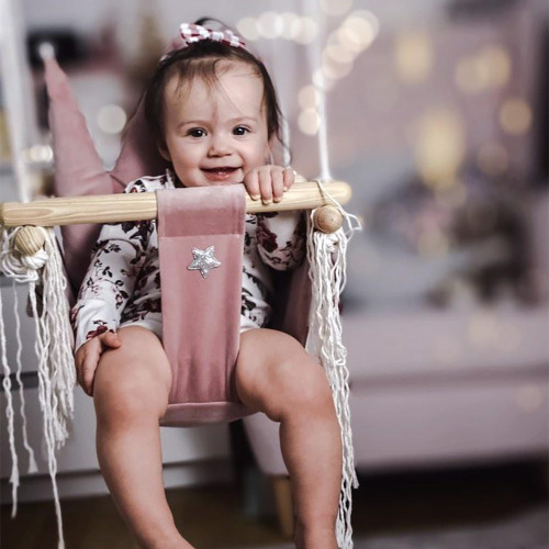 Altalena CROWN con cintura di sicurezza rosa