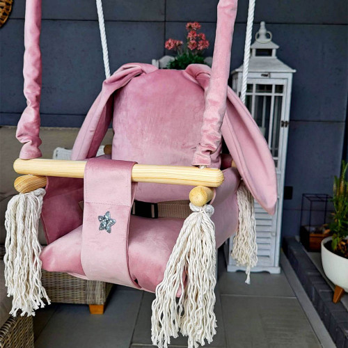 Altalena per bambini Coniglio con cintura di sicurezza