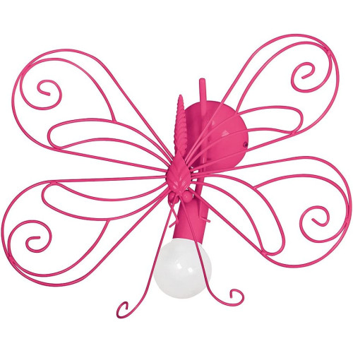 Lampadario da parete in acciaio per cameretta bambina. Plafoniera Farfalla 1 fucsia