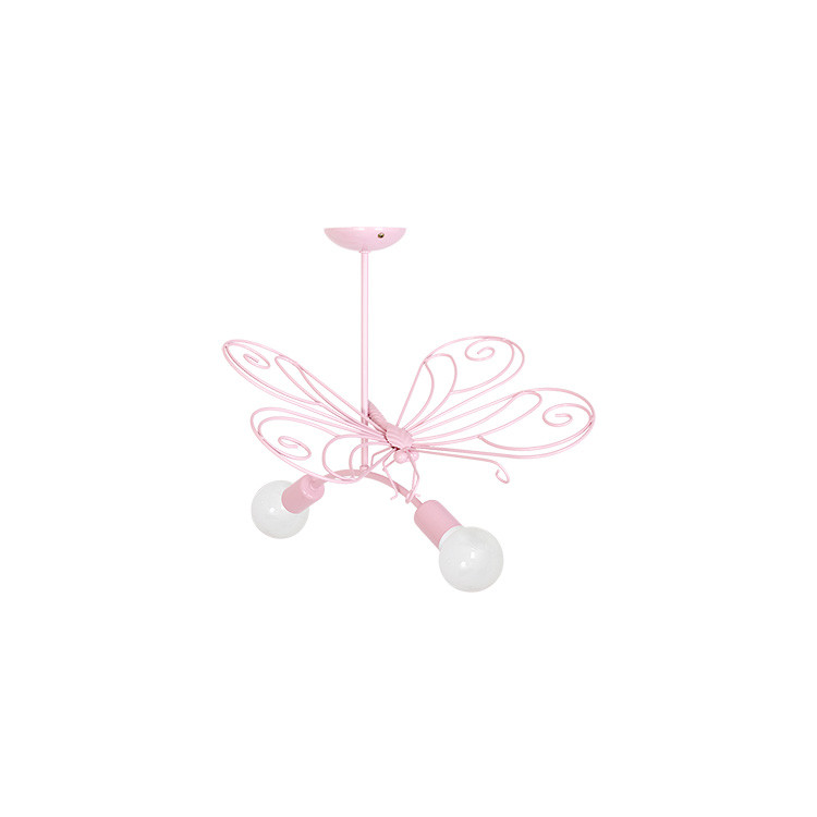 Lampadario da soffitto in acciaio per cameretta bambina. Farfalla 2 rosa
