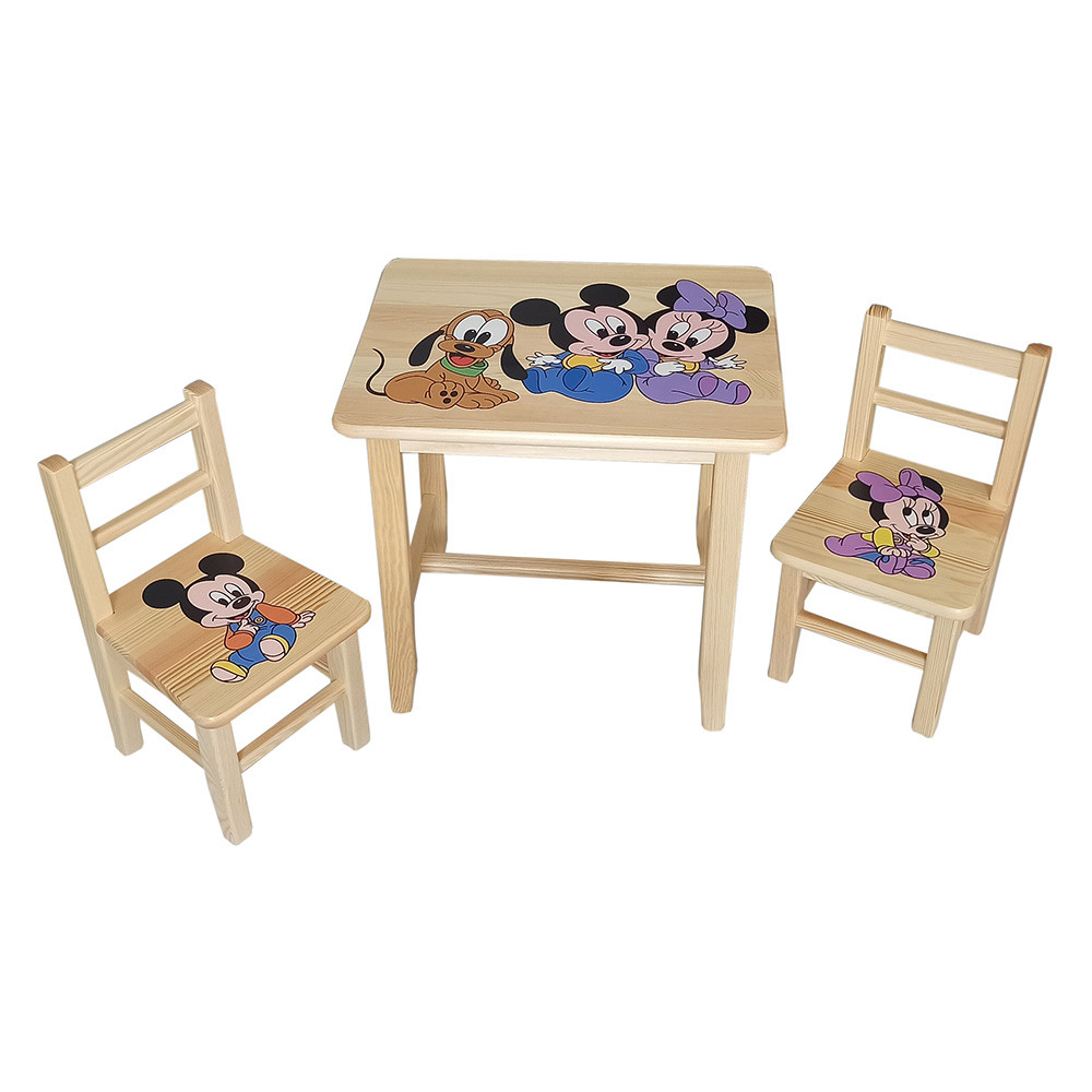 Set in legno tavolino con 2 sedie per cameretta bambini. M4-BABY