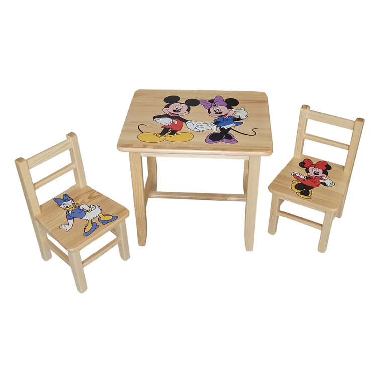 Set in legno tavolino con 2 sedie per cameretta bambini. M20-TOPOLINO.