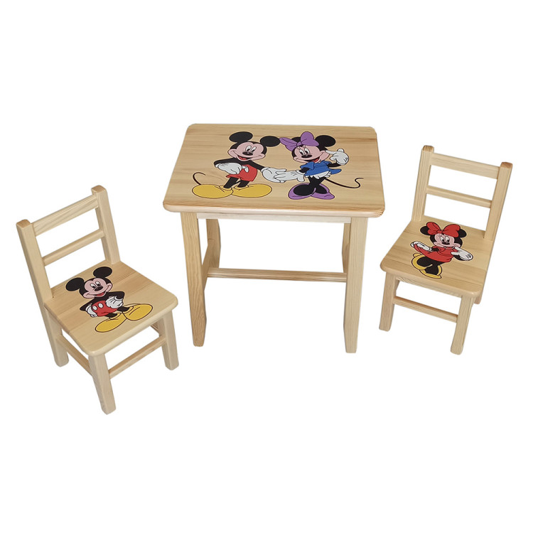 Set in legno tavolino con 2 sedie per cameretta bambini. TOPOLINO