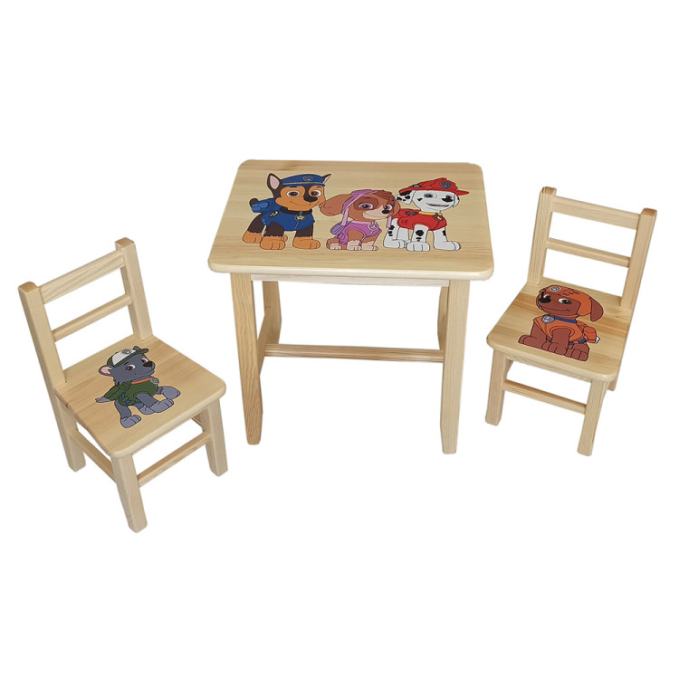 Set in legno tavolino con 2 sedie per cameretta bambini. M34-PAW