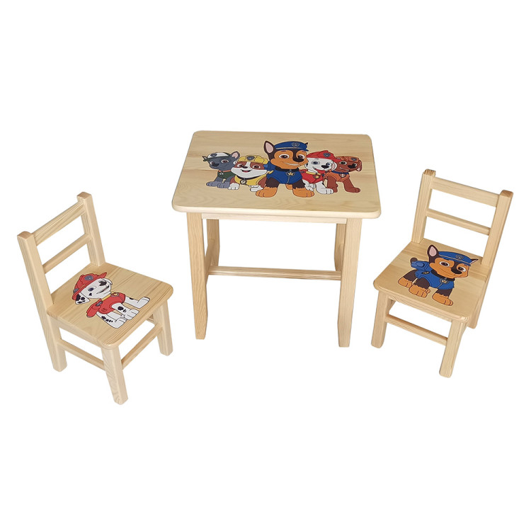 Set in legno tavolino con 2 sedie per cameretta bambini. PAW PATROL