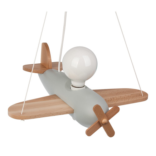 Lampadario AEREO CLIPPER grigio/legno per cameretta