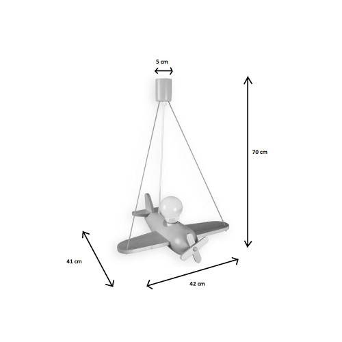 Lampadario AERO CLIPPER celeste/legno per cameretta