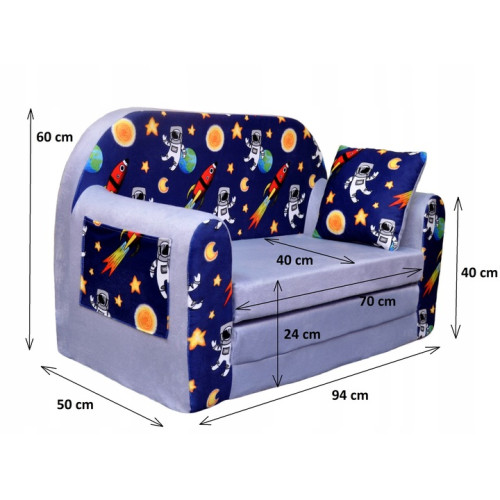 Mini sofa, divanetto apribile  Princess Unicorn.